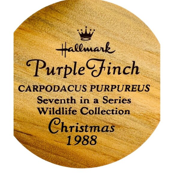 Hallmark Purple Finch Christmas Ornament 1988 Holiday Seventh in Wildlife Series - Picture 5 of 6